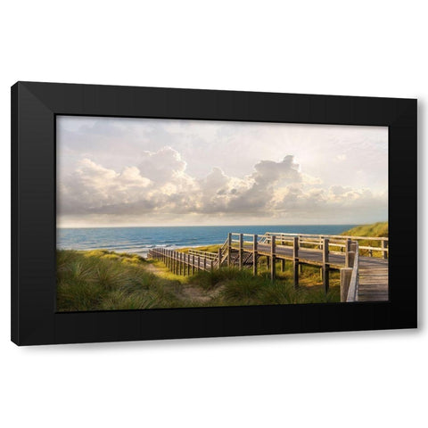 Meet me at the Beach Black Modern Wood Framed Art Print by Calascibetta, Mike
