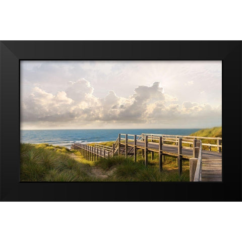 Meet me at the Beach Black Modern Wood Framed Art Print by Calascibetta, Mike