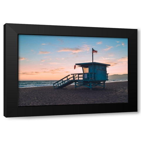 Santa Monica Lifeguard Black Modern Wood Framed Art Print by Carpentieri, Natalie