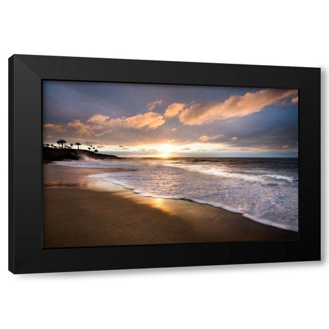 Sunset Beach Black Modern Wood Framed Art Print with Double Matting by Jaynes, William D.