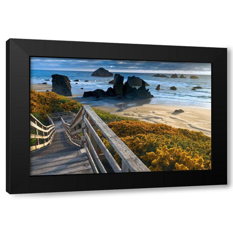Brandon Beach Black Modern Wood Framed Art Print with Double Matting by Sutton, William