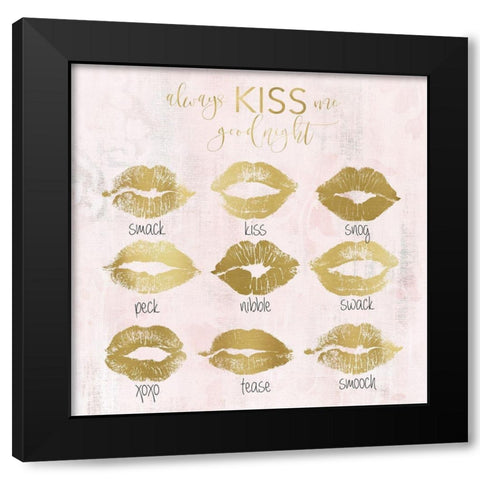 Always Kiss Me Goodnight Black Modern Wood Framed Art Print by Robinson, Carol