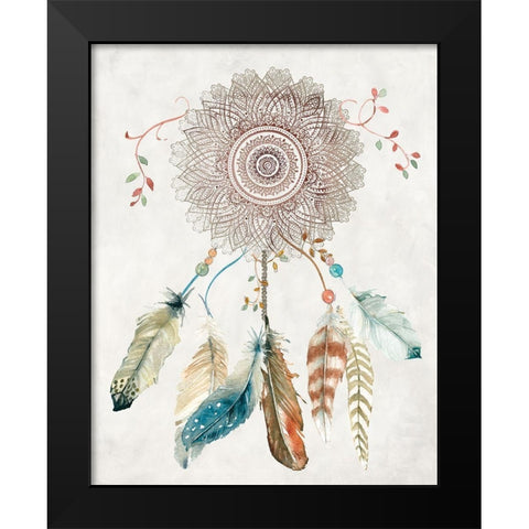 Mandala Dream Catcher Black Modern Wood Framed Art Print by Robinson, Carol