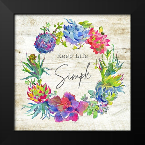 Simple Succulent Wreath Black Modern Wood Framed Art Print by Troise Heidel, Theresa