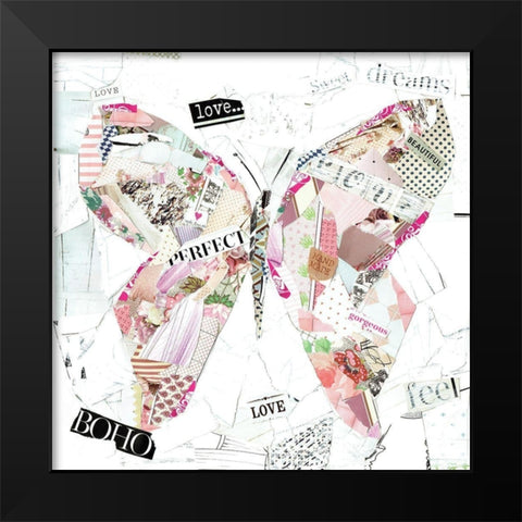 Boho Butterfly Black Modern Wood Framed Art Print by Pope, Kate and Elizabeth