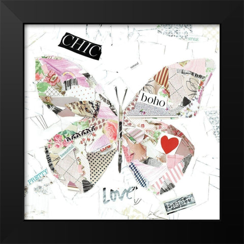 Chic Butterfly Black Modern Wood Framed Art Print by Pope, Kate and Elizabeth