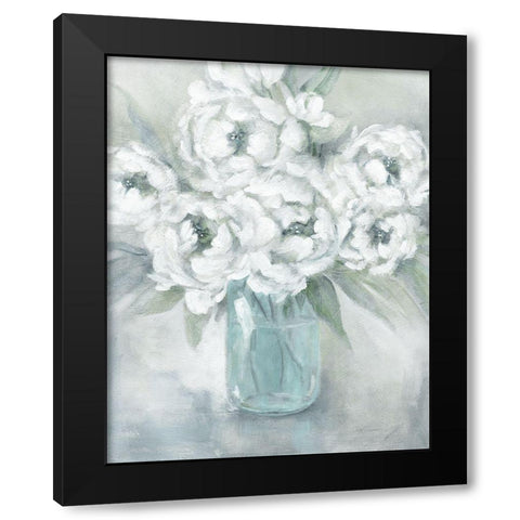 Peaceful Peonies Black Modern Wood Framed Art Print by Robinson, Carol