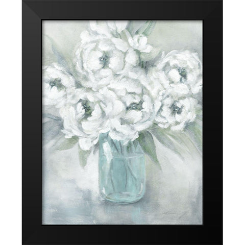 Peaceful Peonies Black Modern Wood Framed Art Print by Robinson, Carol