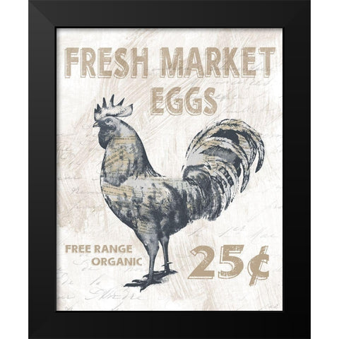 Fresh Market Rooster Black Modern Wood Framed Art Print by Knutsen, Conrad