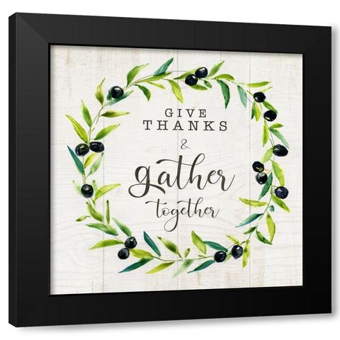 Give Thanks and Gather Black Modern Wood Framed Art Print by Nan