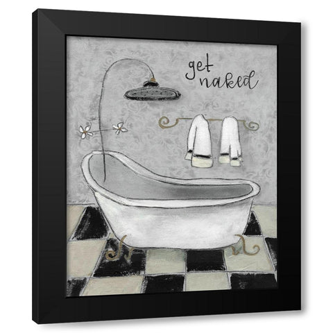 Get Naked Bath Black Modern Wood Framed Art Print by Robinson, Carol