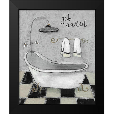Get Naked Bath Black Modern Wood Framed Art Print by Robinson, Carol