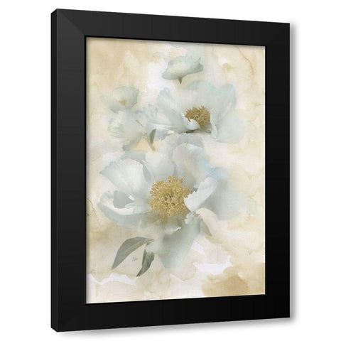 Soft Peonies II Black Modern Wood Framed Art Print with Double Matting by Nan