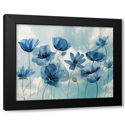 Springing Up Blue Black Modern Wood Framed Art Print by Nan