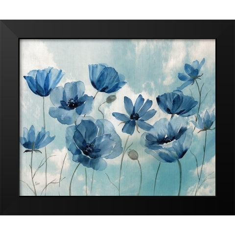 Springing Up Blue Black Modern Wood Framed Art Print by Nan