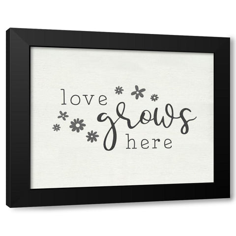Love Grows Black Modern Wood Framed Art Print by CAD Designs