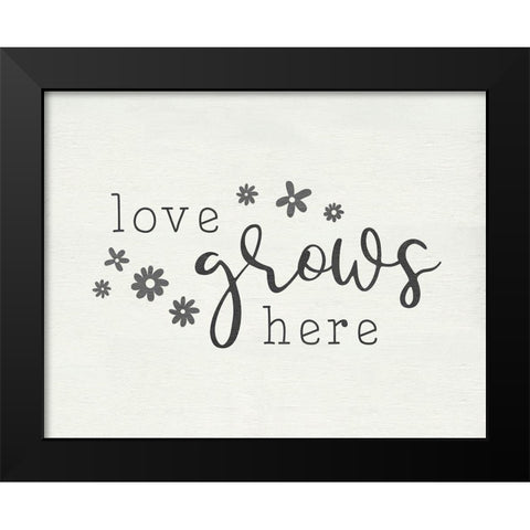 Love Grows Black Modern Wood Framed Art Print by CAD Designs