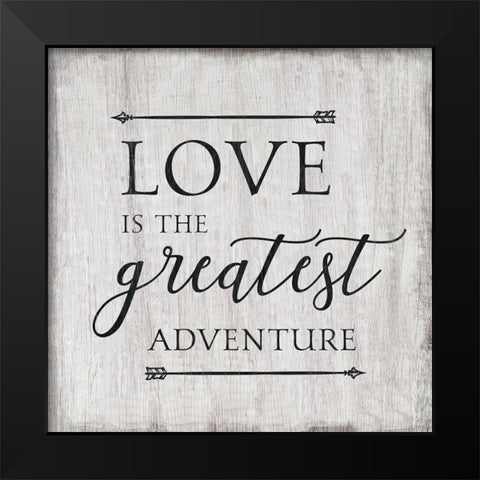 Love Adventure Black Modern Wood Framed Art Print by CAD Designs
