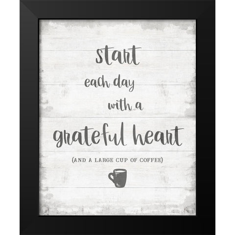 Grateful Coffee Black Modern Wood Framed Art Print by CAD Designs