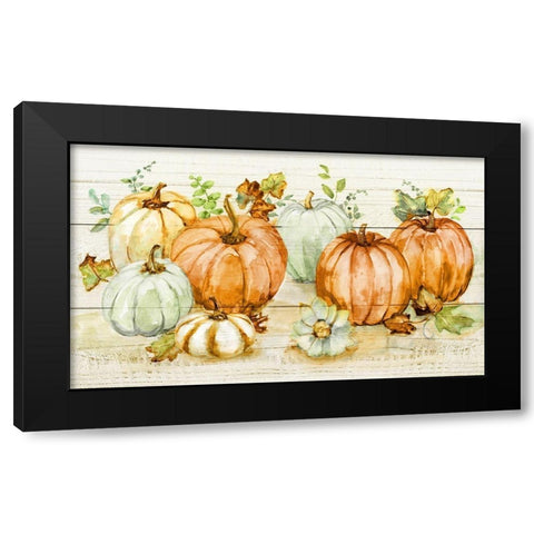 Harvest Pumpkins Black Modern Wood Framed Art Print with Double Matting by Nan