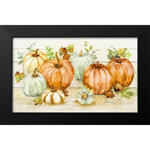 Harvest Pumpkins Black Modern Wood Framed Art Print by Nan