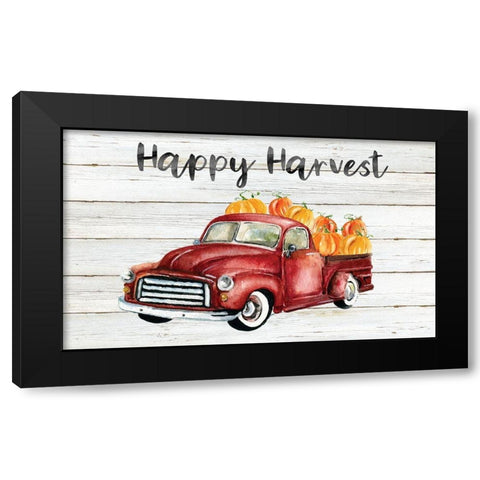Happy Harvest Truck Black Modern Wood Framed Art Print with Double Matting by Robinson, Carol
