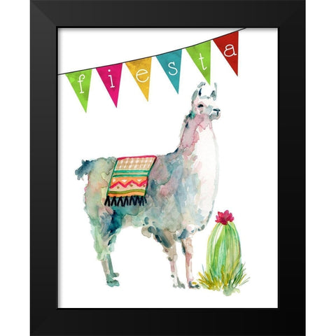 Fiesta Llama I Black Modern Wood Framed Art Print by Robinson, Carol