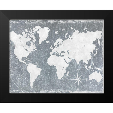 Galvanized Map Black Modern Wood Framed Art Print by CAD Designs
