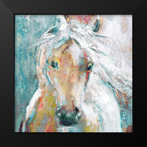 Playful Pony Black Modern Wood Framed Art Print by Robinson, Carol