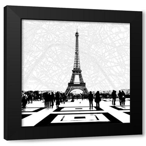 Vue Eiffel Black Modern Wood Framed Art Print with Double Matting by Jill, Susan