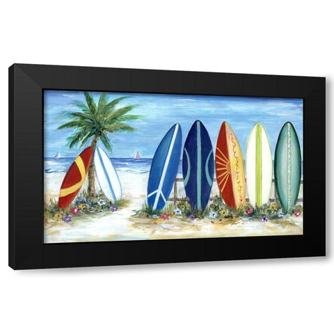 Surfs Up Black Modern Wood Framed Art Print with Double Matting by Dunlap, Marilyn