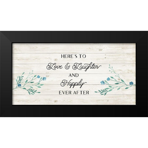 Floral Happily Black Modern Wood Framed Art Print by Murray, Amanda