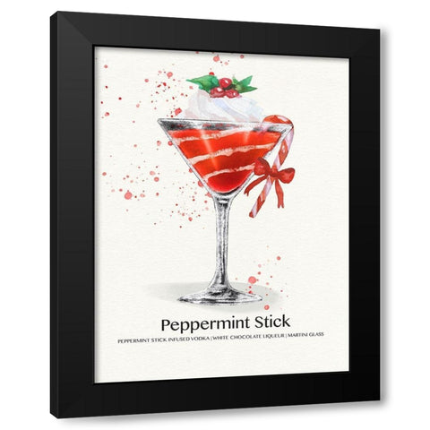 Peppermint Stick Cocktail Black Modern Wood Framed Art Print with Double Matting by Jill, Susan