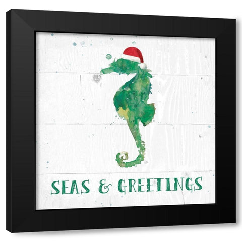 Seas and Greetings Black Modern Wood Framed Art Print with Double Matting by Robinson, Carol