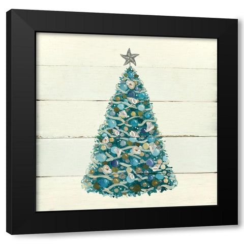 Christmas Shell Tree Black Modern Wood Framed Art Print with Double Matting by Robinson, Carol