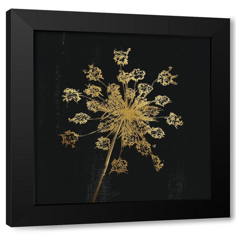 Lacy Gold I Black Modern Wood Framed Art Print with Double Matting by Nan