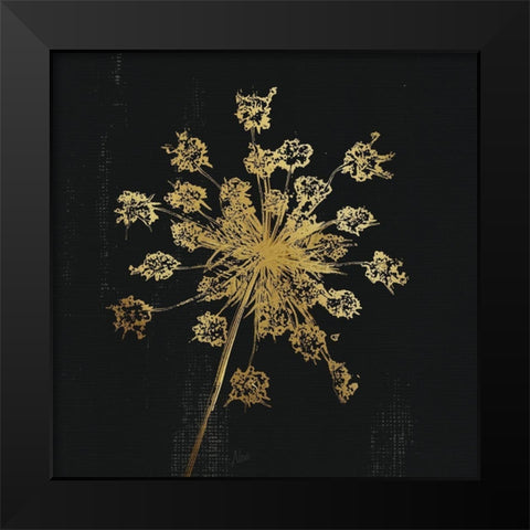 Lacy Gold I Black Modern Wood Framed Art Print by Nan