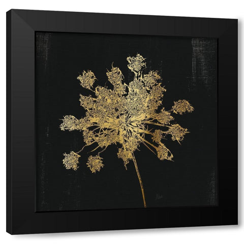Lacy Gold II Black Modern Wood Framed Art Print with Double Matting by Nan