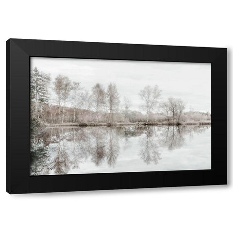 Taupe Water Mirror Black Modern Wood Framed Art Print with Double Matting by Weisz, Irene
