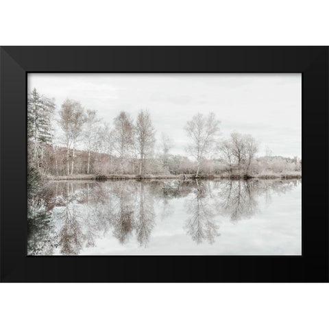Taupe Water Mirror Black Modern Wood Framed Art Print by Weisz, Irene