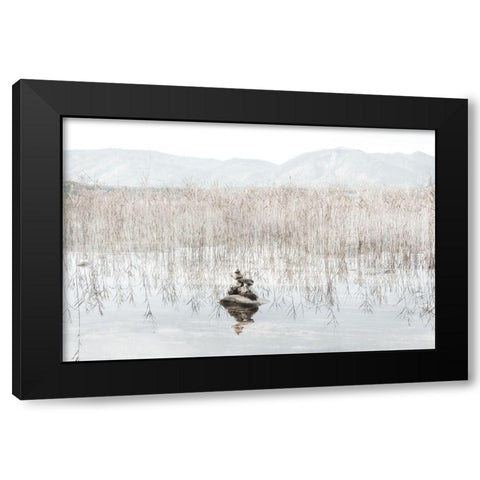 Taupe Zen Black Modern Wood Framed Art Print with Double Matting by Weisz, Irene
