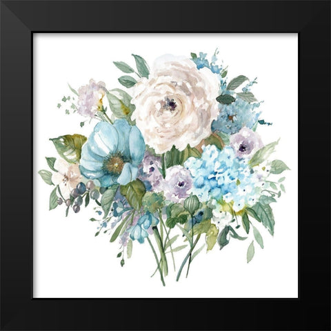 Blue and White Botanical II Black Modern Wood Framed Art Print by Robinson, Carol