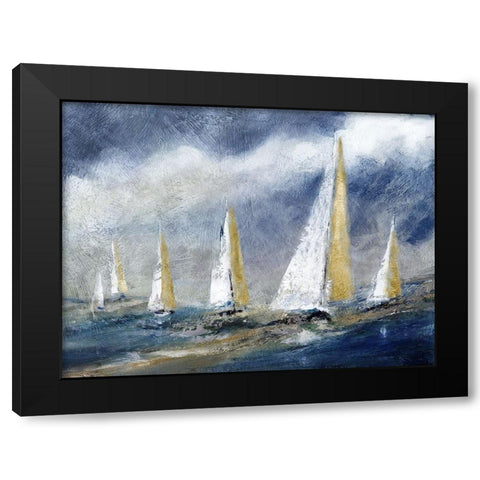 Indigo Swells Black Modern Wood Framed Art Print by Robinson, Carol