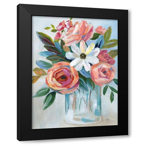 Fiesta Blooms Black Modern Wood Framed Art Print with Double Matting by Stefan, Alix