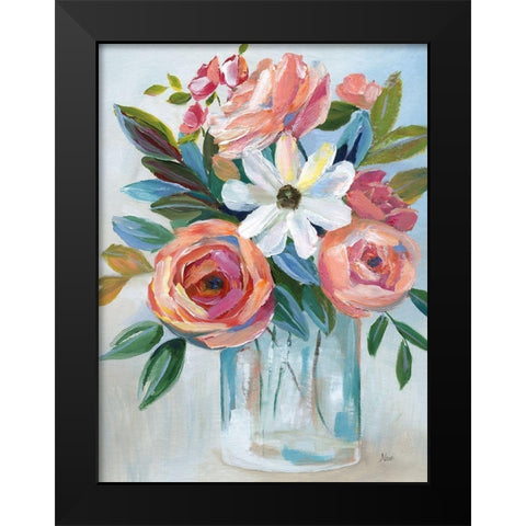 Fiesta Blooms Black Modern Wood Framed Art Print by Stefan, Alix