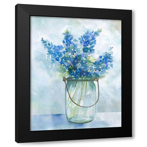 Bluebonnets II Black Modern Wood Framed Art Print with Double Matting by Nan