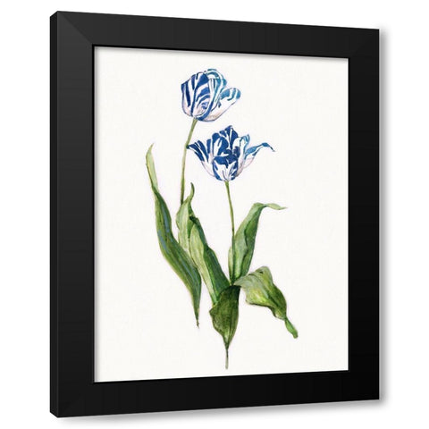 Blue Lively Botanical II Black Modern Wood Framed Art Print with Double Matting by Swatland, Sally