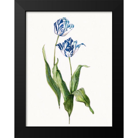 Blue Lively Botanical II Black Modern Wood Framed Art Print by Swatland, Sally