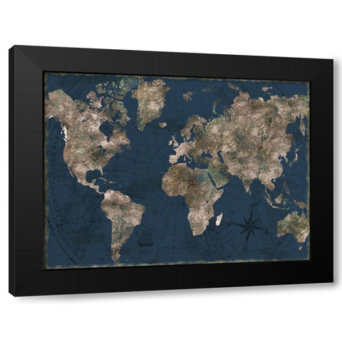 Navy Atlas Black Modern Wood Framed Art Print with Double Matting by CAD Designs