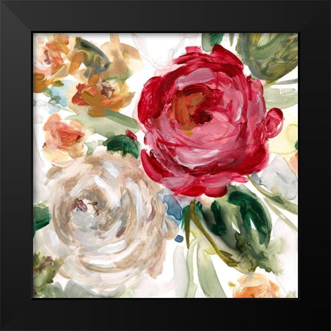 Playful Peonies II Black Modern Wood Framed Art Print by Robinson, Carol